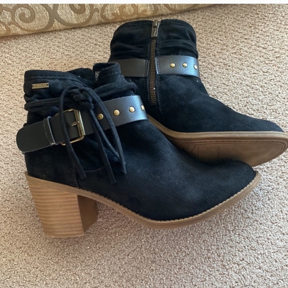Roxy Dallas Chunky Block Black Ankle Boots Women’s Size 7.5 - Picture 6 of 11